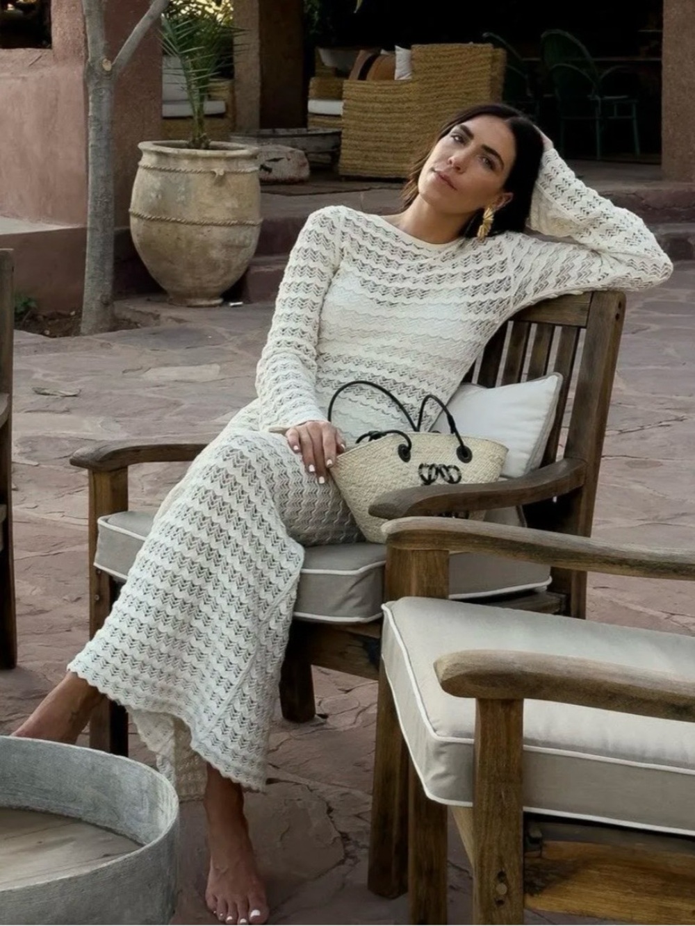 12th Tribe open tie  Crochet Maxi Dress